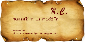 Munzár Ciprián névjegykártya